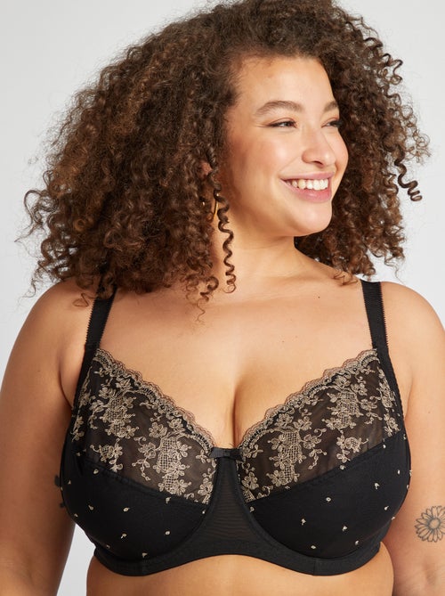 Beha van mesh met borduursels - Kiabi
