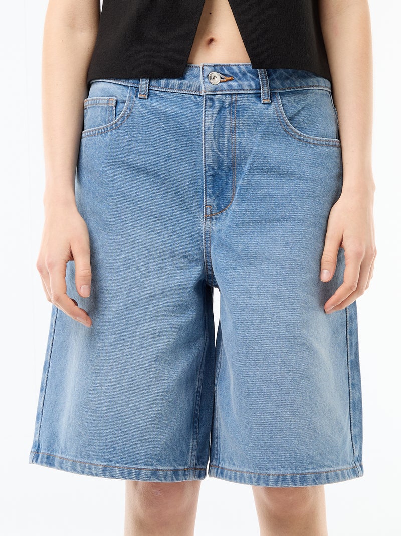 Bermuda jeans met hoge taille Blauw - Kiabi
