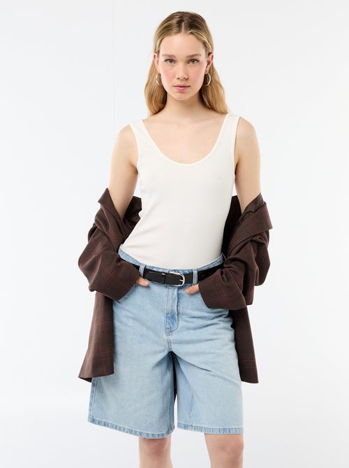 Bermuda jeans met hoge taille - Kiabi