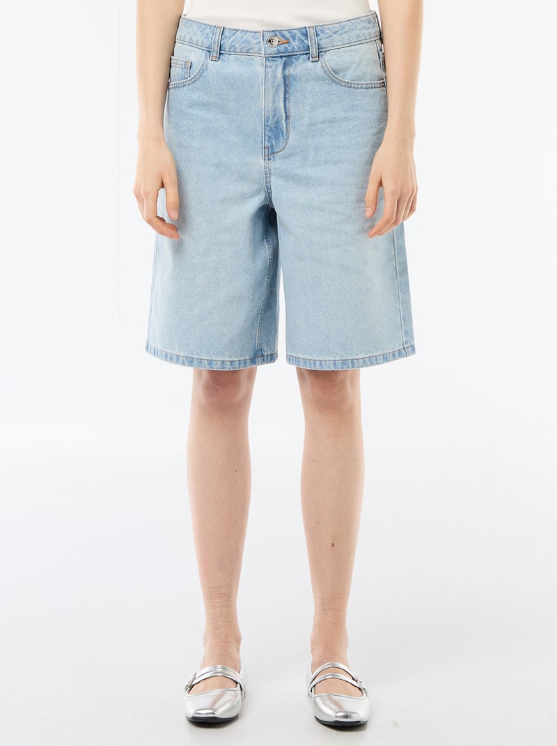 Bermuda jeans met hoge taille Blauw - Kiabi