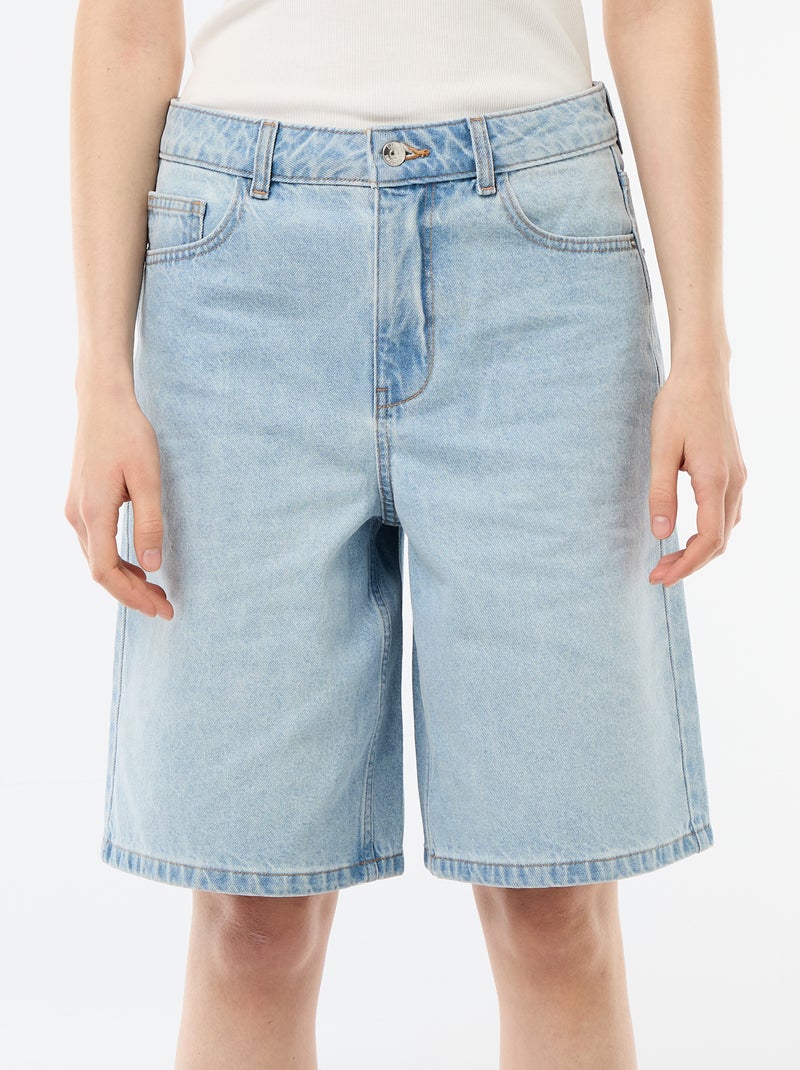 Bermuda jeans met hoge taille Blauw - Kiabi