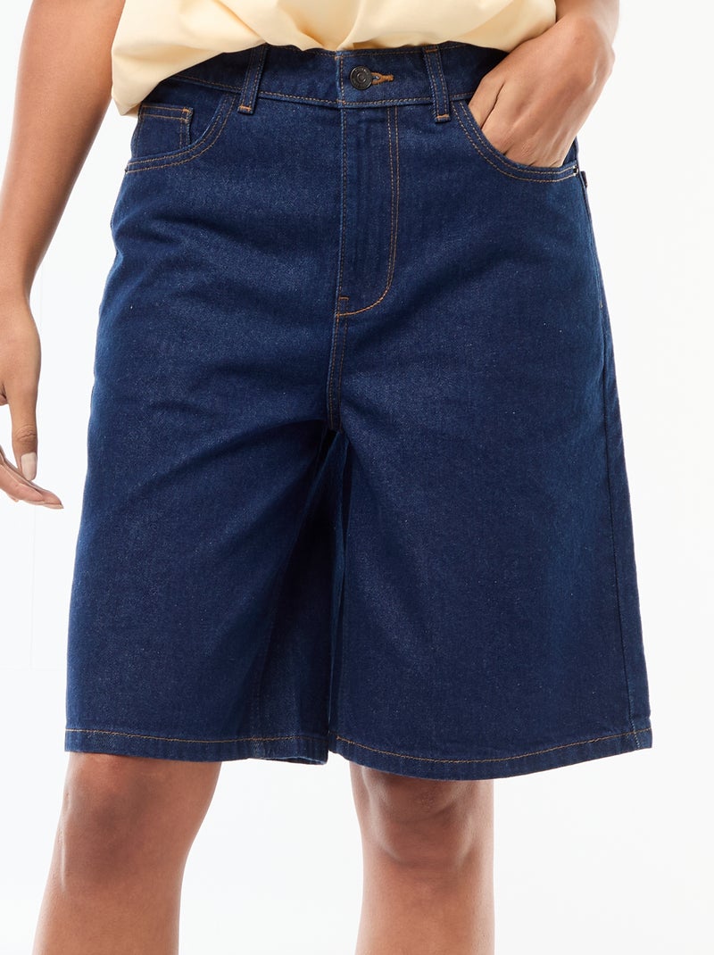 Bermuda jeans met hoge taille Blauw - Kiabi