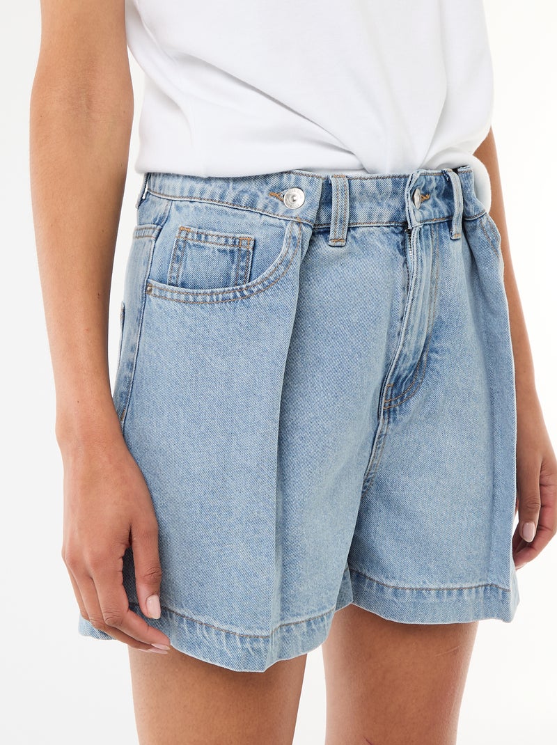 Bermuda jeans met hoge taille Blauw - Kiabi