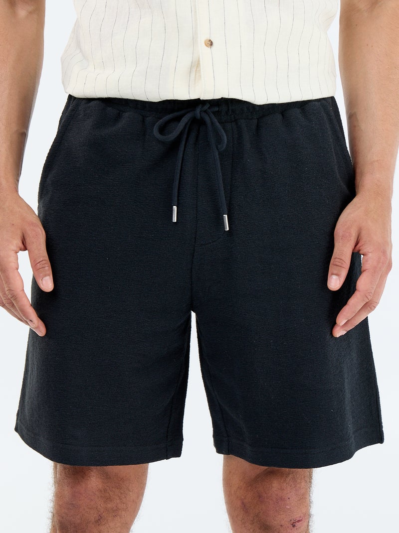 Bermuda met elastische taille en trekkoordjes Zwart - Kiabi