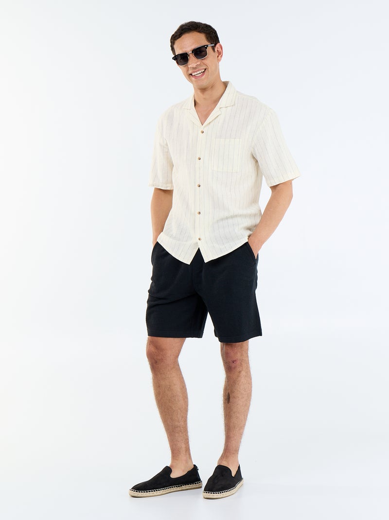 Bermuda met elastische taille en trekkoordjes Zwart - Kiabi