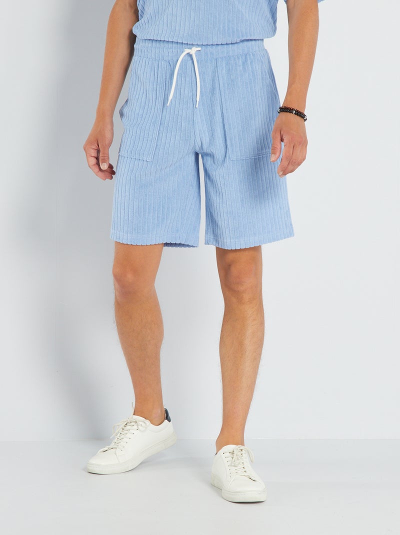 Bermuda van badstof met grote zakken BLAUW - Kiabi