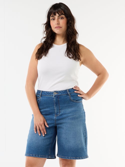 Bermuda van denim met hoge taille - Kiabi