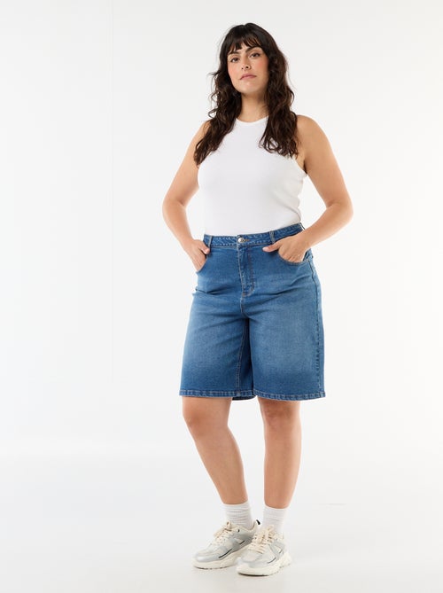 Bermuda van denim met hoge taille - Kiabi