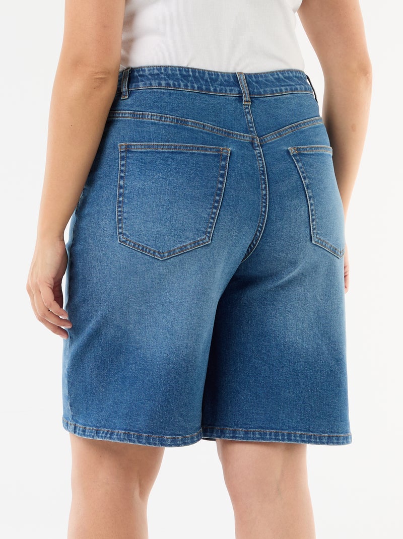 Bermuda van denim met hoge taille Blauw - Kiabi