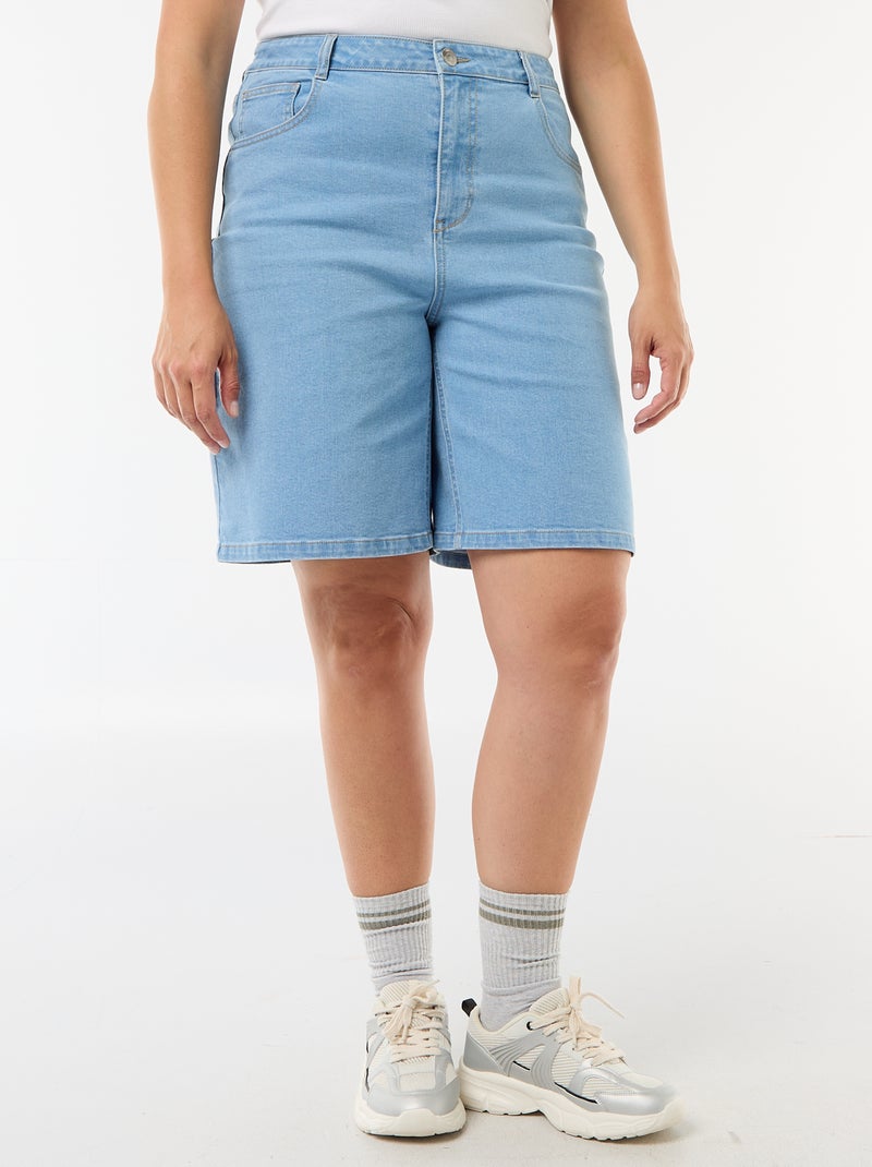 Bermuda van denim met hoge taille Blauw - Kiabi