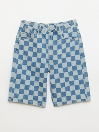 Bermuda van denim met ruitjes
