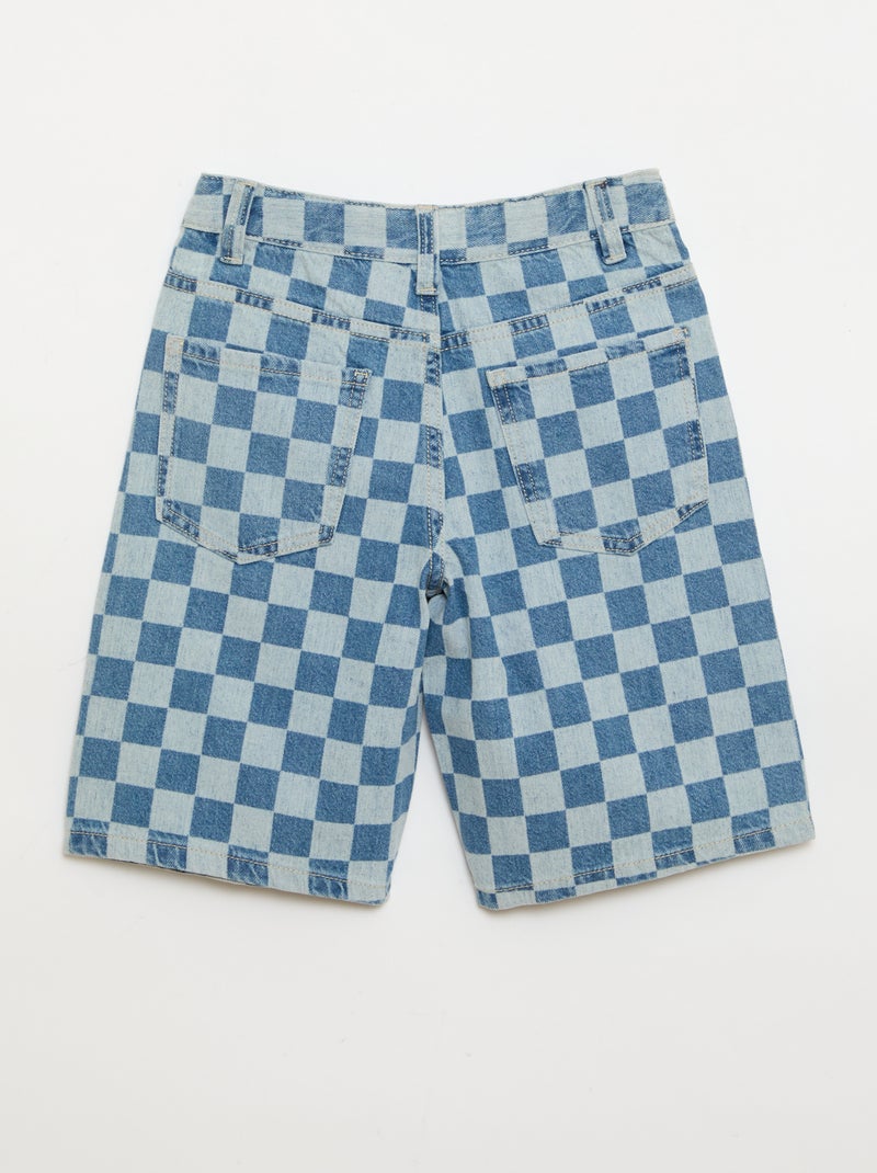 Bermuda van denim met ruitjes Blauw - Kiabi