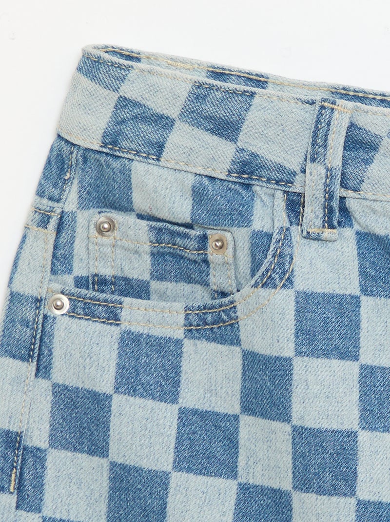 Bermuda van denim met ruitjes Blauw - Kiabi