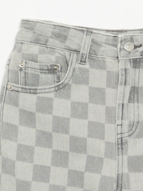 Bermuda van denim met ruitjes - Kiabi