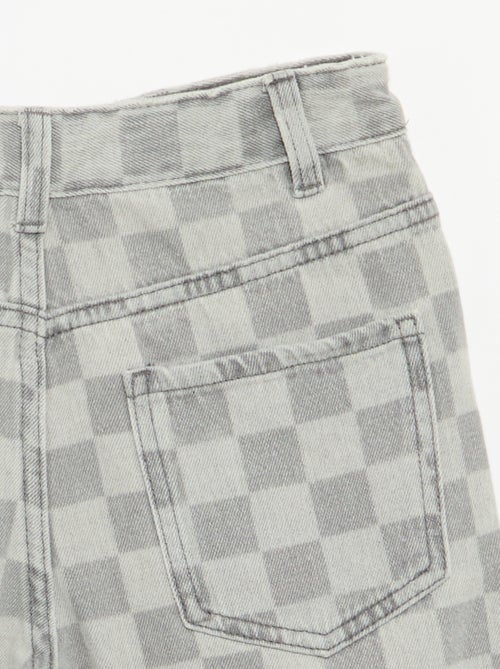 Bermuda van denim met ruitjes - Kiabi