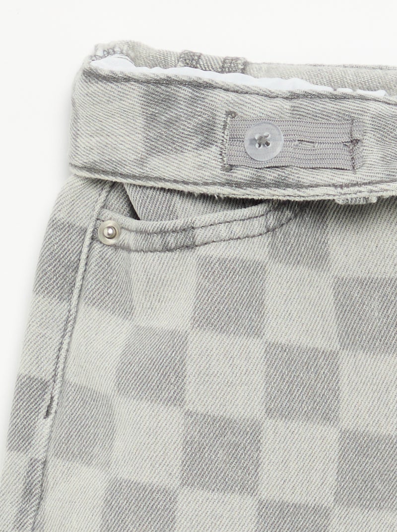 Bermuda van denim met ruitjes Grijs - Kiabi