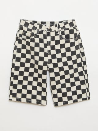Bermuda van denim met ruitjes