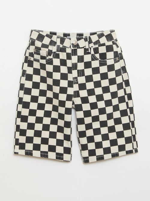 Bermuda van denim met ruitjes - Kiabi