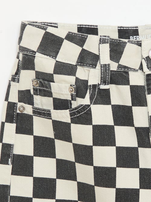 Bermuda van denim met ruitjes - Kiabi