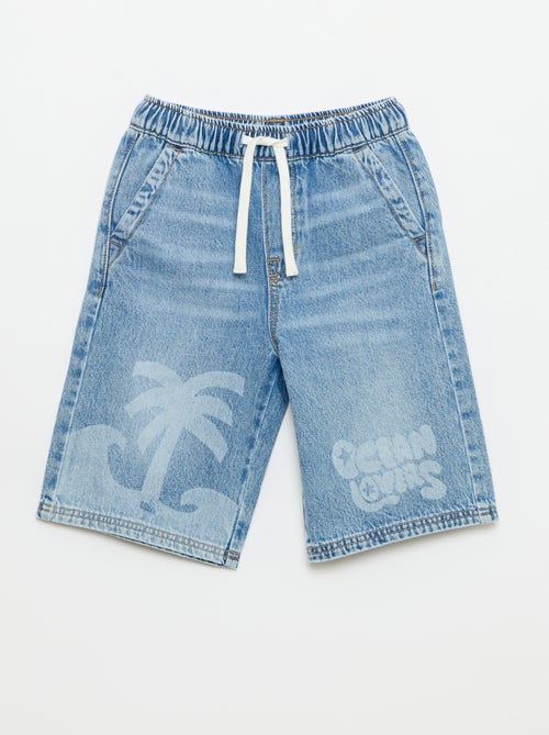 Bermuda van denim met trekkoordjes - Kiabi
