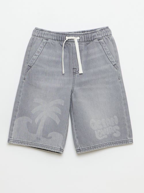 Bermuda van denim met trekkoordjes - Kiabi