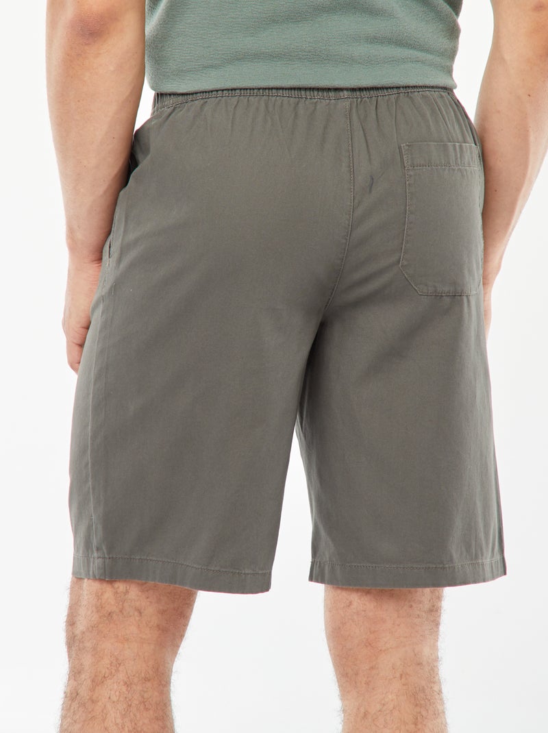 Bermuda van effen keperstof Kaki - Kiabi