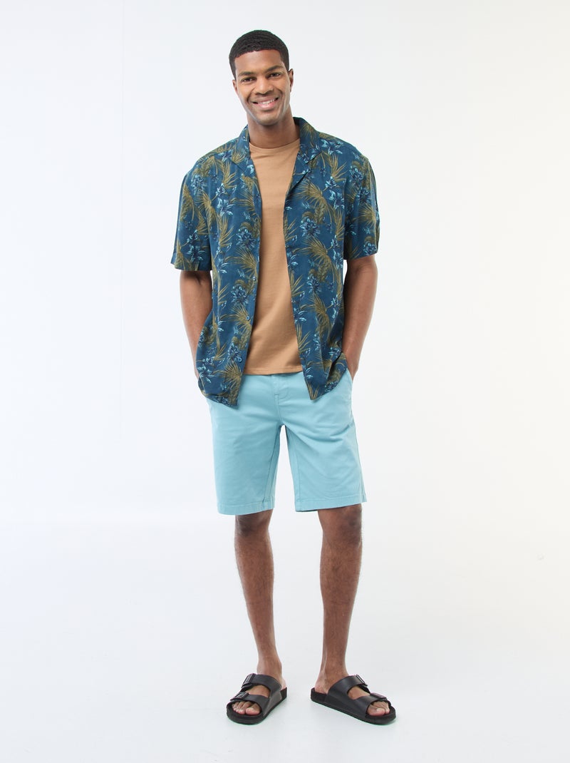 Bermuda van effen twill - chinomodel Blauw - Kiabi