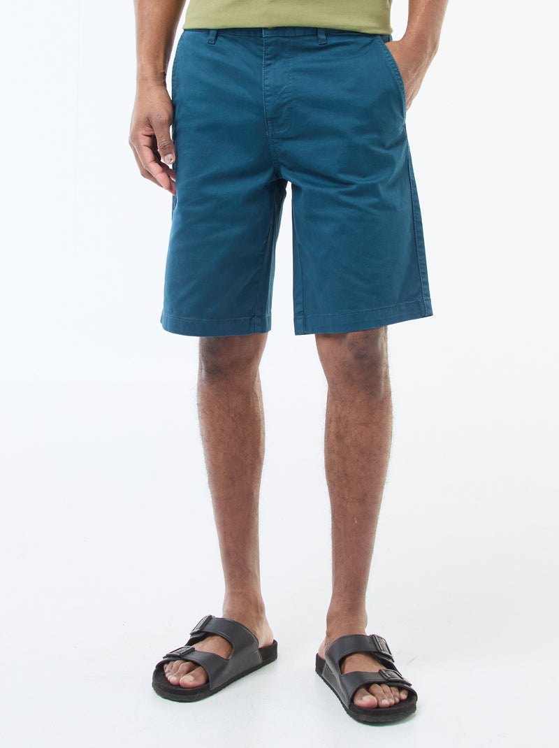 Bermuda van effen twill - chinomodel Blauw - Kiabi