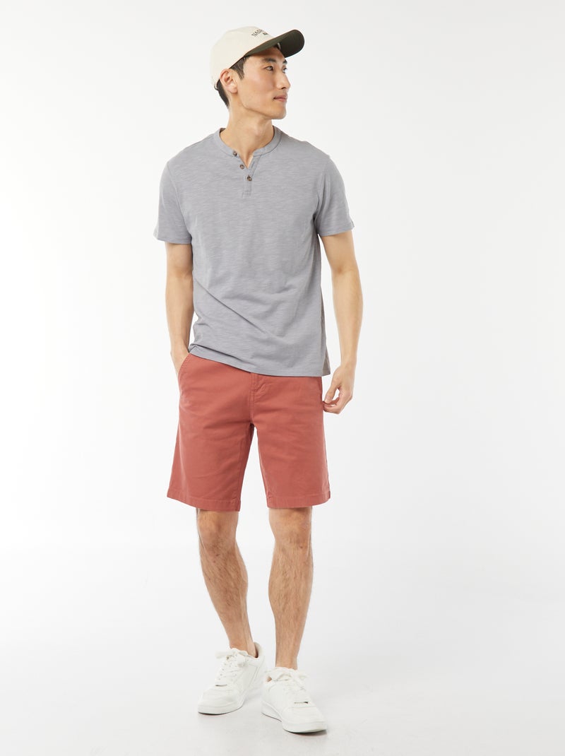 Bermuda van effen twill - chinomodel Rose - Kiabi