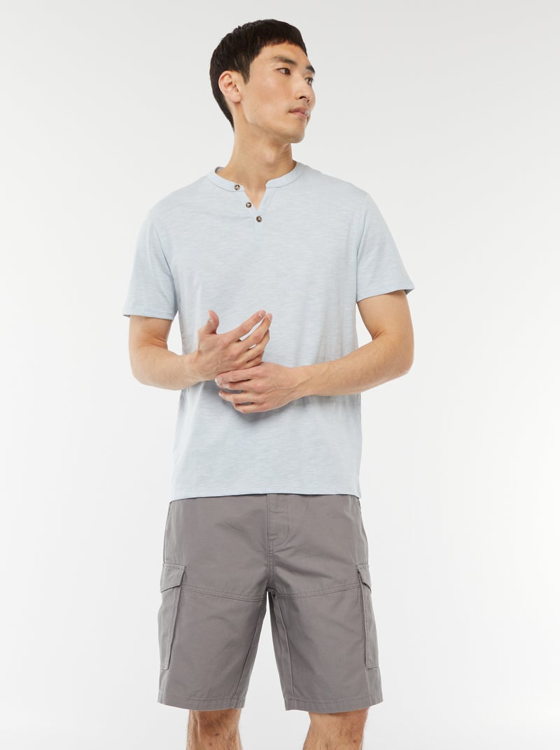Bermuda van effen twill met meerdere zakken - chinomodel grijs - Kiabi