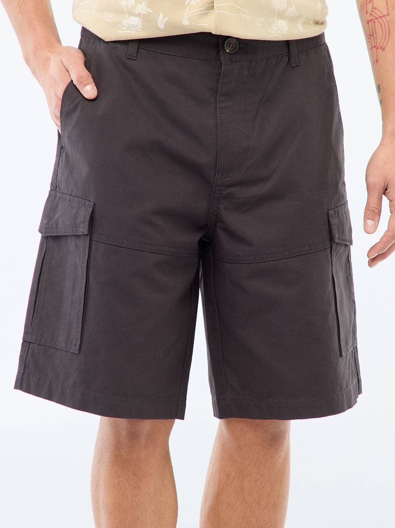 Bermuda van effen twill met meerdere zakken - chinomodel Grijs - Kiabi