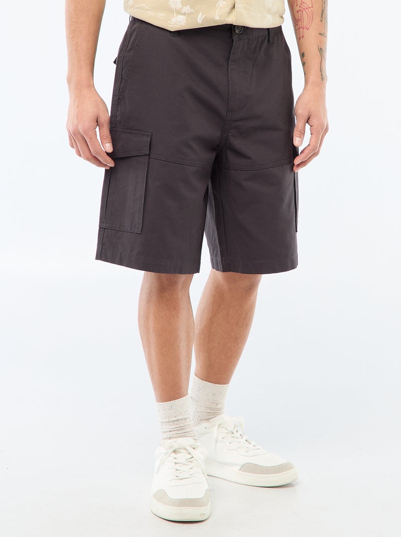 Bermuda van effen twill met meerdere zakken - chinomodel Grijs - Kiabi