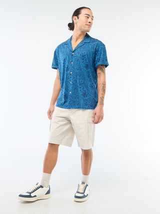 Bermuda van effen twill met meerdere zakken - chinomodel