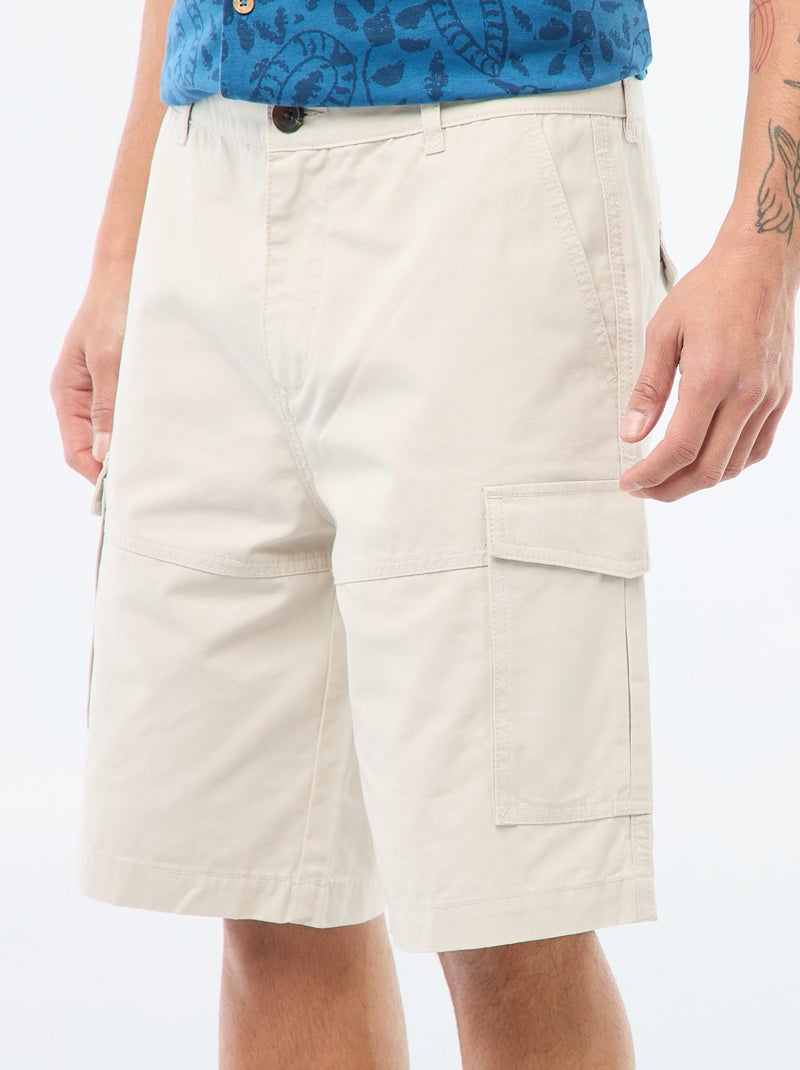 Bermuda van effen twill met meerdere zakken - chinomodel Grijs - Kiabi