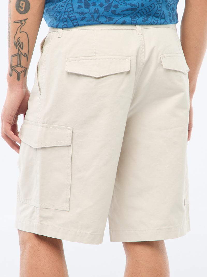 Bermuda van effen twill met meerdere zakken - chinomodel Grijs - Kiabi
