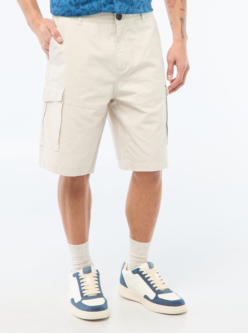 Bermuda van effen twill met meerdere zakken - chinomodel Grijs - Kiabi