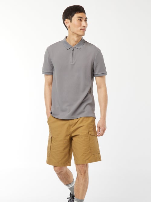 Bermuda van effen twill met meerdere zakken - chinomodel - Kiabi