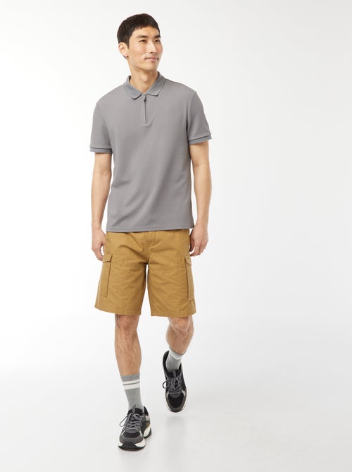 Bermuda van effen twill met meerdere zakken - chinomodel - Kiabi