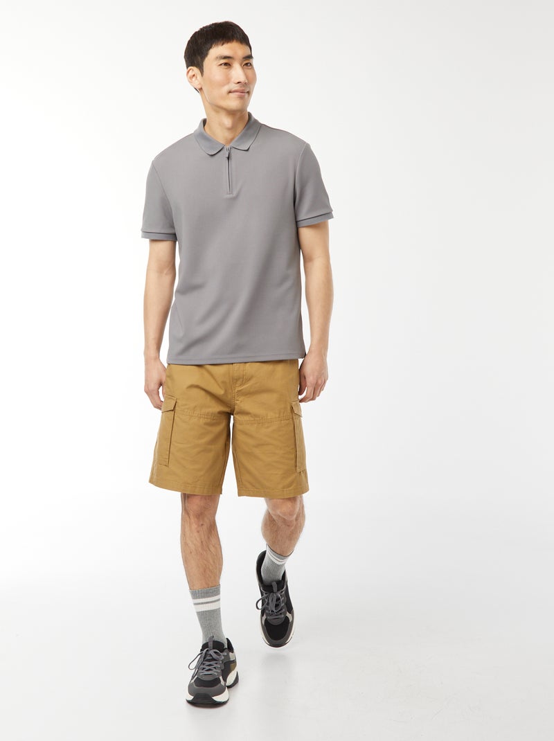 Bermuda van effen twill met meerdere zakken - chinomodel Groen - Kiabi