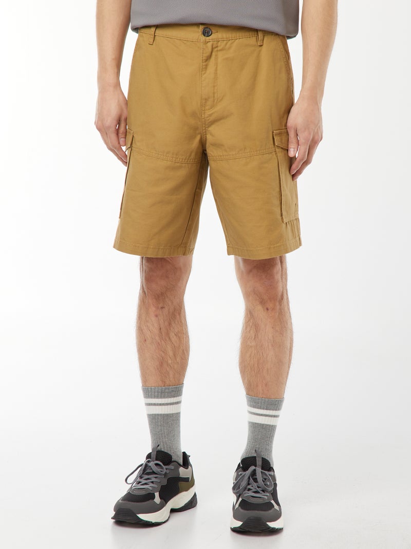 Bermuda van effen twill met meerdere zakken - chinomodel Groen - Kiabi