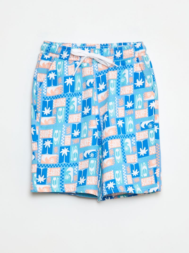 Bermuda van french terry met print Blauw - Kiabi