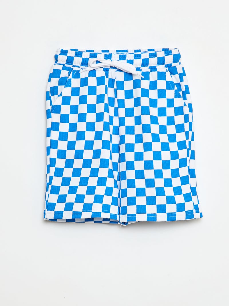 Bermuda van french terry met print Blauw - Kiabi