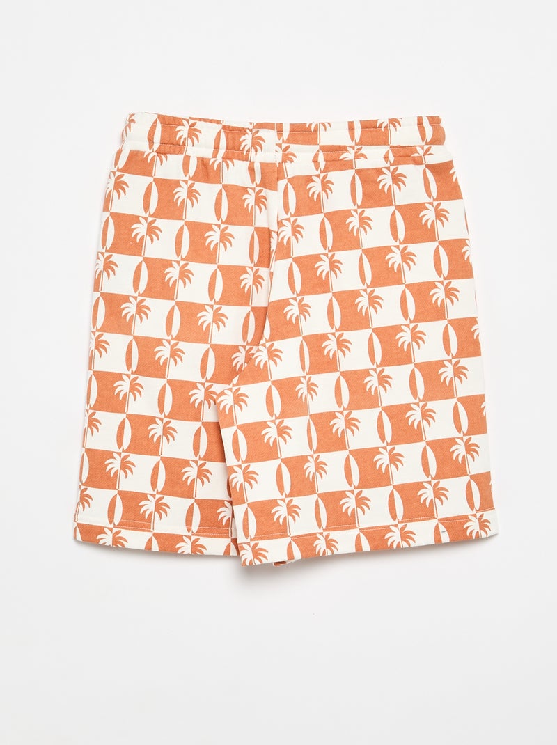 Bermuda van french terry met print Rood - Kiabi