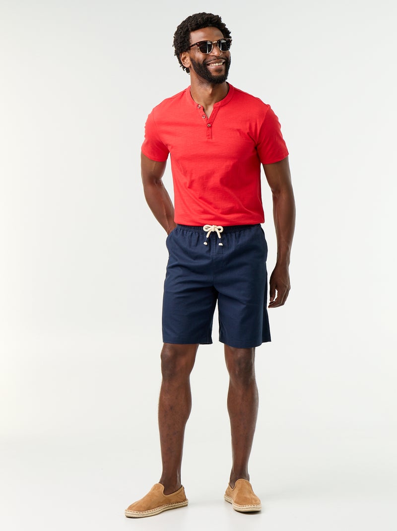 Bermuda van gemengd linnen Blauw - Kiabi