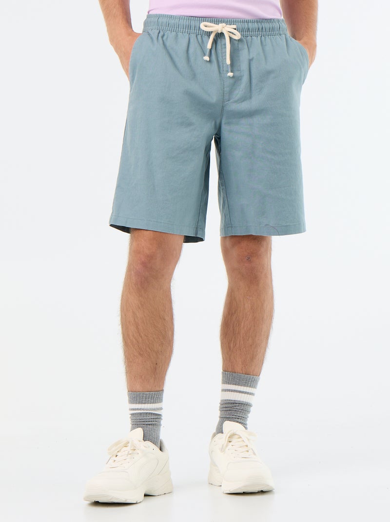 Bermuda van gemengd linnen Blauw - Kiabi