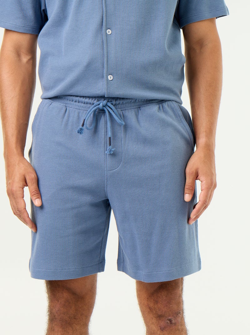 Bermuda van gewafelde stof Blauw - Kiabi