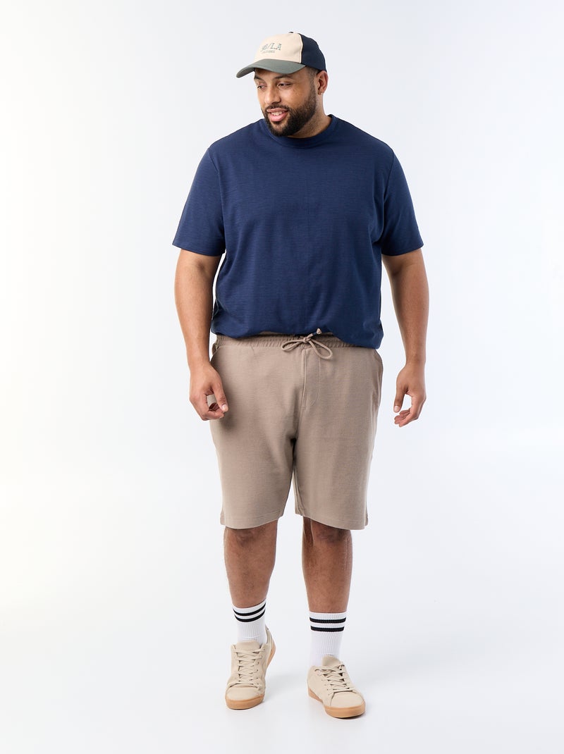 Bermuda van lichte joggingstof Biege - Kiabi