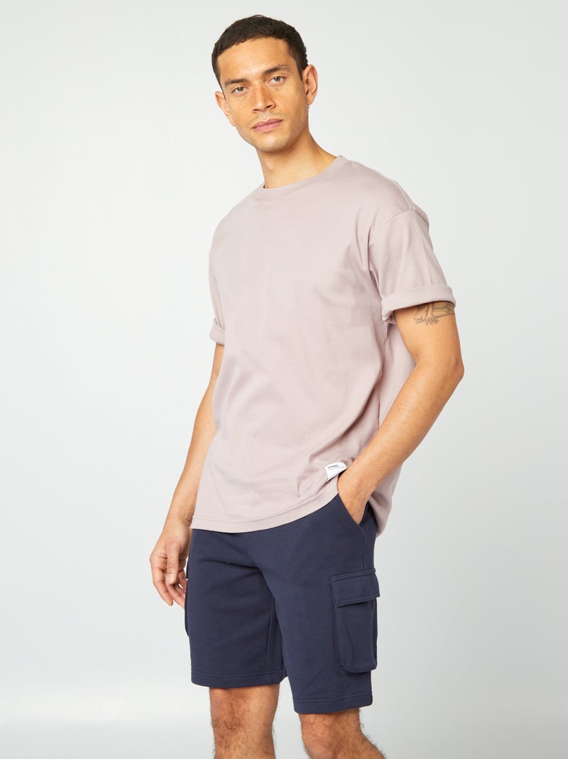 Bermuda van lichte joggingstof met meerdere zakken BLAUW - Kiabi