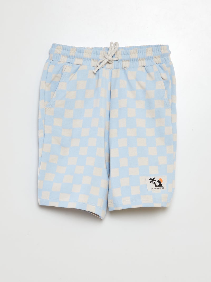 Bermuda van lichte joggingstof met motiefje BLAUW - Kiabi