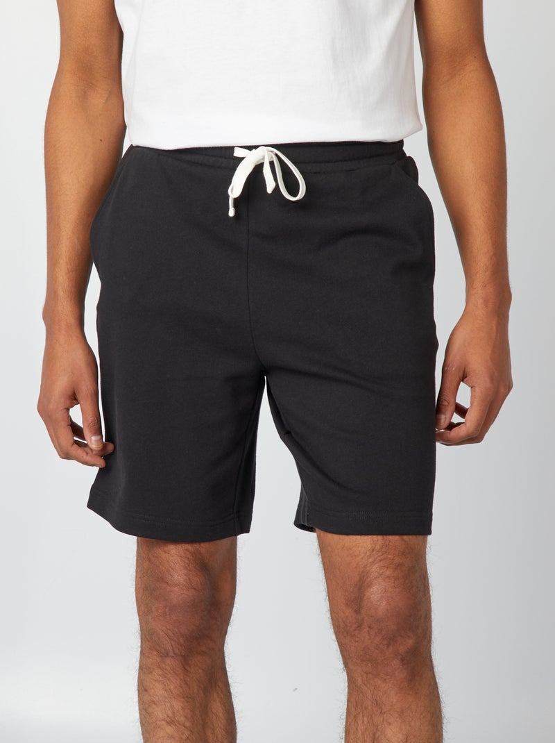 Bermuda van lichte joggingstof zwart - Kiabi